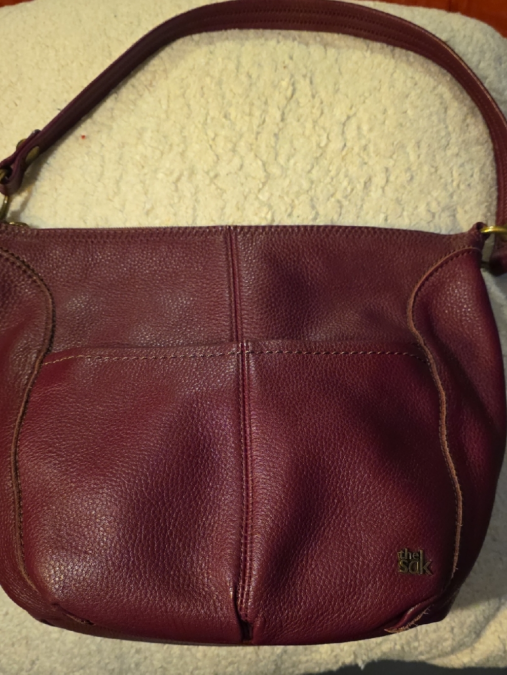 The Sak Burgundy Pebbled Leather Shoulder Bag